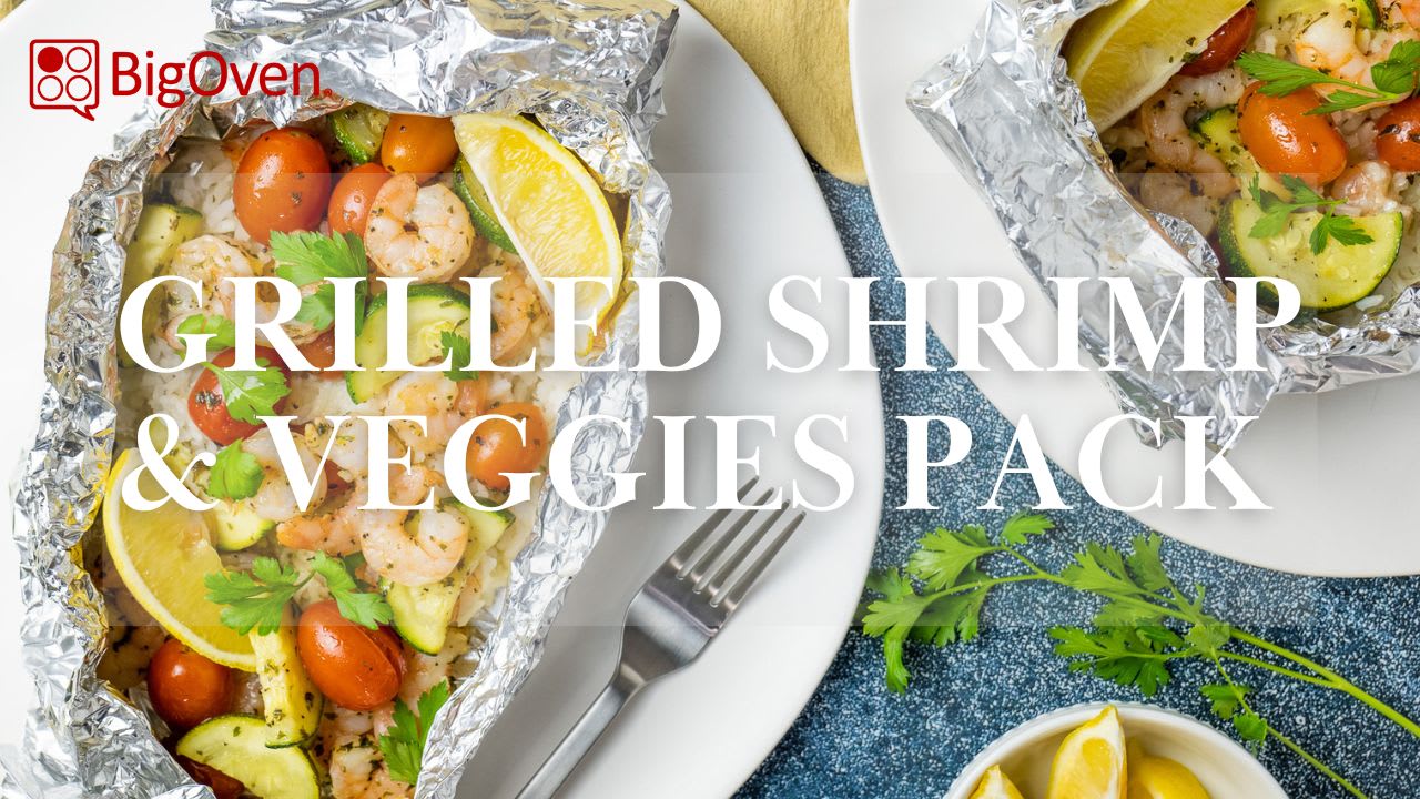 Grilled shrimp foil packets top